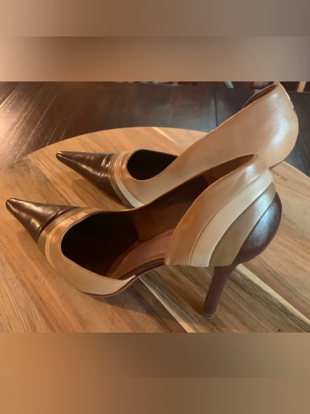 ALDO Brown Colorblock Leather Pointed Toe Stiletto Pumps Size 8 EU 39